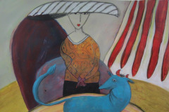 Dame mit Hut / 2012 / 40x60 / Acryl auf Leinwand